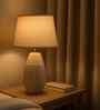 Ribbed Ceramic Table Lamp-Mocha
