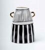 Ribbed Design Black & White Ceramic Vase