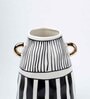 Ribbed Design Black & White Ceramic Vase