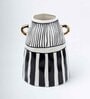 Ribbed Design Black & White Ceramic Vase