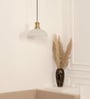Ribbed Frosted Glass Pendant Light with Antique Brass Finish