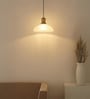Ribbed Frosted Glass Pendant Light with Antique Brass Finish