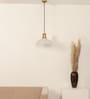 Ribbed Frosted Glass Pendant Light with Antique Brass Finish