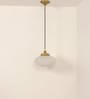 Ribbed Frosted Melon Glass Hanging Pendant Light with Antique Brass Finish