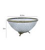 Ribbed Glass Antique Brass Serving Bowl