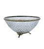 Ribbed Glass Antique Brass Serving Bowl