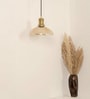 Ribbed Golden Luster Glass Pendant Light with Antique Brass Finish