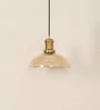Ribbed Golden Luster Glass Pendant Light with Antique Brass Finish