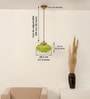Ribbed Green Melon Glass Hanging Pendant Light with Antique Brass Finish