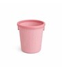 Pink Ribbed Plastic Dustbin