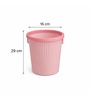 Pink Ribbed Plastic Dustbin
