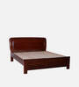 Ribca Solid Wood King Size Bed in Walnut Finish