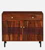 Richmond Sheesham Wood 2 Door Sideboard In Honey Oak Finish With 2 Drawers