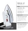 Rico 1000W Electric  Aluminium Non Stick Coating Dry Iron in White Colour