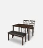 Ridge Solid Wood 4 Seater Dining Set in Dark Cappucino Finish with Bench