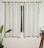 Riga Grey Cotton 230 GSM  Geometric 5 Feet Room Darkening Eyelet Window Curtains (2 Pc)