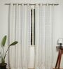 Riga Grey Cotton 230 GSM  Geometric 7 Feet Room Darkening Eyelet Door Curtains (2 Pc)