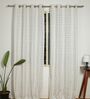 Riga Grey Cotton 230 GSM  Geometric 9 Feet Room Darkening Eyelet Long Door Curtains (2 Pc)
