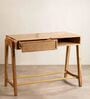 Right Angle Teak Wood Writing Table in Natural Finish