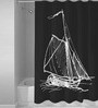 White & Black Polyester Shower Curtain (Length: 84, Width: 48 Inches)
