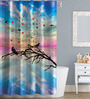 Multicolour Clip Art Polyester Shower Curtain (Length: 84, Width: 48 Inches)