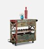 Rilan Solid Wood Bar Trolley in Distress Finish