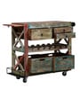 Rilan Solid Wood Bar Trolley in Distress Finish