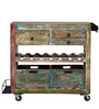 Rilan Solid Wood Bar Trolley in Distress Finish