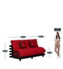 Rille Double Futon in Red Colour with Mattress
