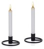 Ring Pillar Black Metal Candle Holder