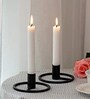 Ring Pillar Black Metal Candle Holder