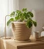 RIO Beige 12 Inch German Polymer Round Plant Container With Saucer