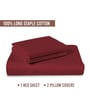 Rio Red Solid 400 TC Cotton King Sized Bedsheet with 2 Pillow Covers