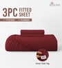 Rio Red Solid 400 TC Cotton King Sized Fitted sheet with 2 Pillow Covers