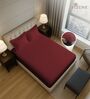 Rio Red Solid 400 TC Cotton Queen Sized Fitted sheet with 2 Pillow Covers