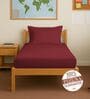 Rio Red Solid 400 TC Cotton Single Sized Fitted sheet with 1 Pillow Cover