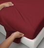 Rio Red Solid 400 TC Cotton Super King Sized Bedsheet with 4 Pillow Covers