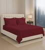Rio Red Solid 400 TC Cotton Super King Sized Bedsheet with 4 Pillow Covers