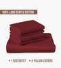 Rio Red Solid 400 TC Cotton Super King Sized Bedsheet with 4 Pillow Covers