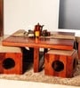 Lynden Sheesham Wood Coffee Table Set in Provincial Teak Finish