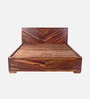 Rio Sheesham Wood Queen Size Bed in Dark Brown Finish with Hydraulic Storage