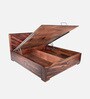 Rio Sheesham Wood Queen Size Bed in Dark Brown Finish with Hydraulic Storage
