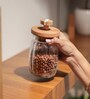 Ripple Glass Jar with Acacia Wood Lid & Resin Knob