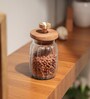 Ripple Glass Jar with Acacia Wood Lid & Resin Knob