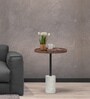 Riso Matel & Wood Metal End Table In Brown Colour