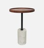 Riso Matel & Wood Metal End Table In Brown Colour