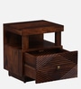 Ritmo Sheesham Wood Bedside Table In Honey Oak Finish With Drawers