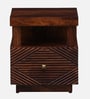 Ritmo Sheesham Wood Bedside Table In Honey Oak Finish With Drawers