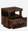 Ritmo Sheesham Wood Bedside Table In Provincial Teak Finish With Drawers