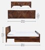 Ritmo Sheesham Wood Queen Size Bed In Provincial Teak Finish With Drawer Storage